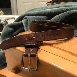 Levi’s 36/W full leather made 🇺🇸 used burnished brown color belt silver tone b